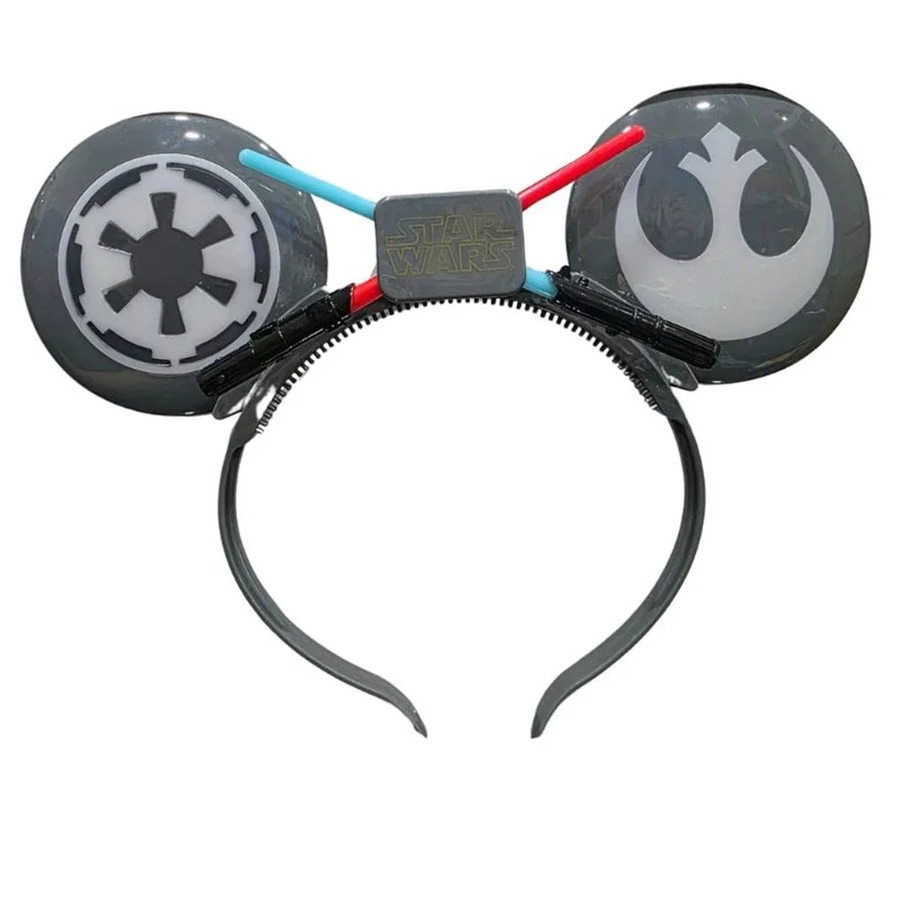 DISNEY PARKS STAR WARS LIGHT UP MICKEY EARS HEADBAND LIGHTSABERS
